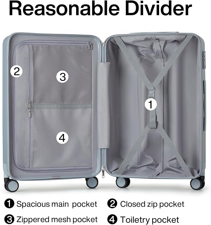 Hanke 20 Inch Carry On Luggage 22x14x9 Airline Approved Lightweight PC Hard - Image 5