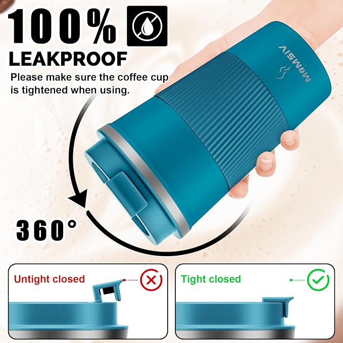 MOMSIV 17oz Travel Mug, Insulated Coffee Cup with Leakproof Lid, Vacuum Stainless Steel Double Walled Reusable Tumbler for Hot and Cold Water Coffee and Tea In Travel and Car - Image 4