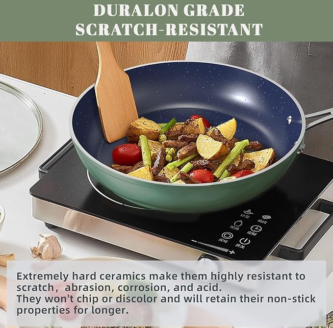 Nuwave 7pc Cookware Set Healthy Duralon Blue Ceramic Nonstick Coated, Diamond - Image 5