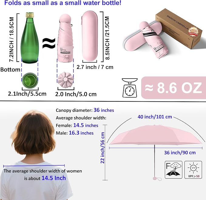 BAODINI Travel Mini Umbrella for Purse - Image 4