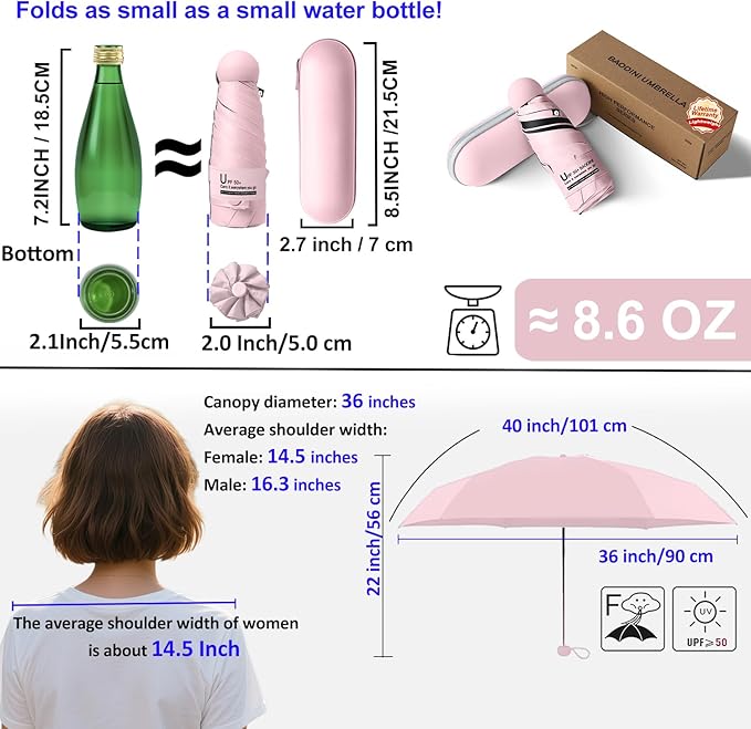 BAODINI Travel Mini Umbrella for Purse - Image 3