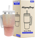 2PCS 20-OZ Insulated Water Bottle,Insulated Stainless Steel Tumbler,Reusable Cold Drink Thermos,BPA-Free, Double-Wall Stainless Steel Water Bottle (Pink White Gradient-Diamonds, 20, Fluid Ounces) by Unknown