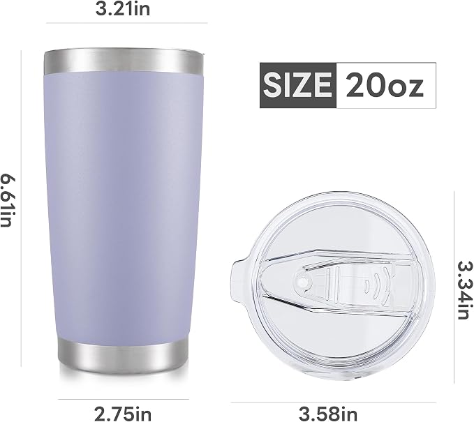 20 oz Tumbler with Lid Stainless Steel Insulated Tumblers Bulk Double Wall Vacuum Cups Powder Coated Travel Mug Keep Drinks Cold and Hot, Cosmic Lilac, 4 Pack - Image 7