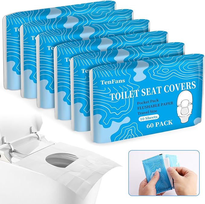 Toilet Seat Covers, XL Flushable and Biodegradable Paper Cover Disposable by TenFans
