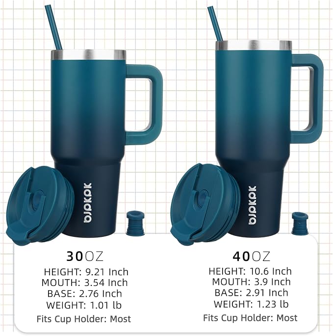 BJPKPK 40 oz Tumbler With Handle Insulated Tumblers With Lid And Straw Stainless Steel Thermal Cup,Indigo Black - Image 4