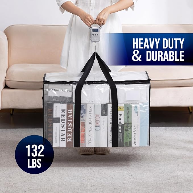 TAILI Extra Large Moving Bags, 4 Pack Clear Heavy Duty Totes - Image 7