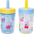 Zak Designs Peppa Pig Capri Toddler Tumblers For Travel or At Home, 9oz 2-Pack Double Wall Plastic Sippy Cups With Leak-Proof Design is Perfect For Kids (Peppa and Friends) by ZakDesigns