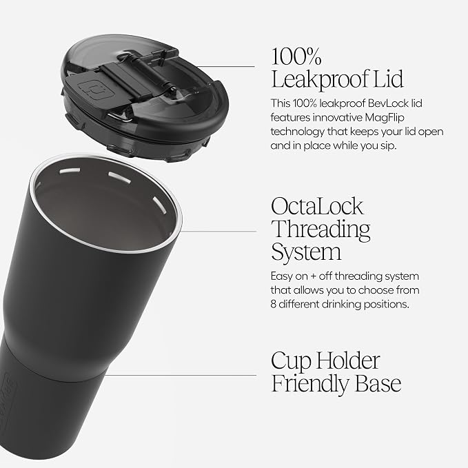 BrüMate Nav 35oz 100% Leak Proof Insulated Travel Tumbler with Magnetic BevLock™ Lid - Double Wall Cup-Holder Friendly Stainless Steel Mug (Nightfall Blue) - Image 3