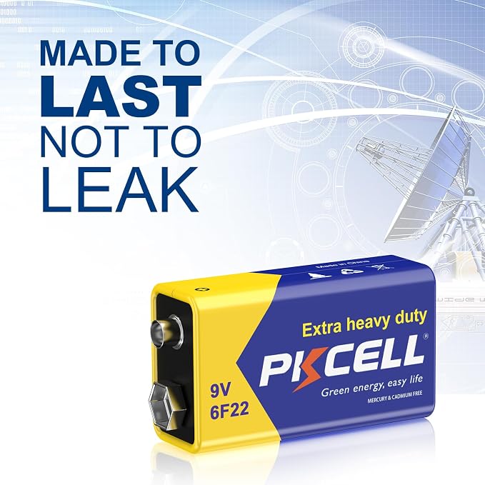 PKCELL 9V Battery Carbon Zinc for Smoke Detectors 6F22 Battery, 10-Year Shelf - Image 5