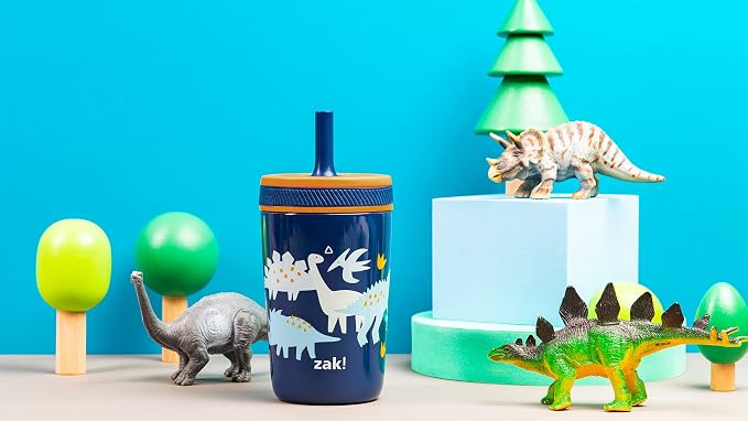 Zak Designs Kelso Toddler Cups For Travel or At Home, 12oz Vacuum Insulated Stainless Steel Sippy Cup With Leak-Proof Design is Perfect For Kids (Zaksaurus) - Image 9