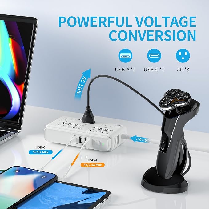 220v to 110v Voltage Converter Adapter: International US to Europe Travel Power - Image 6