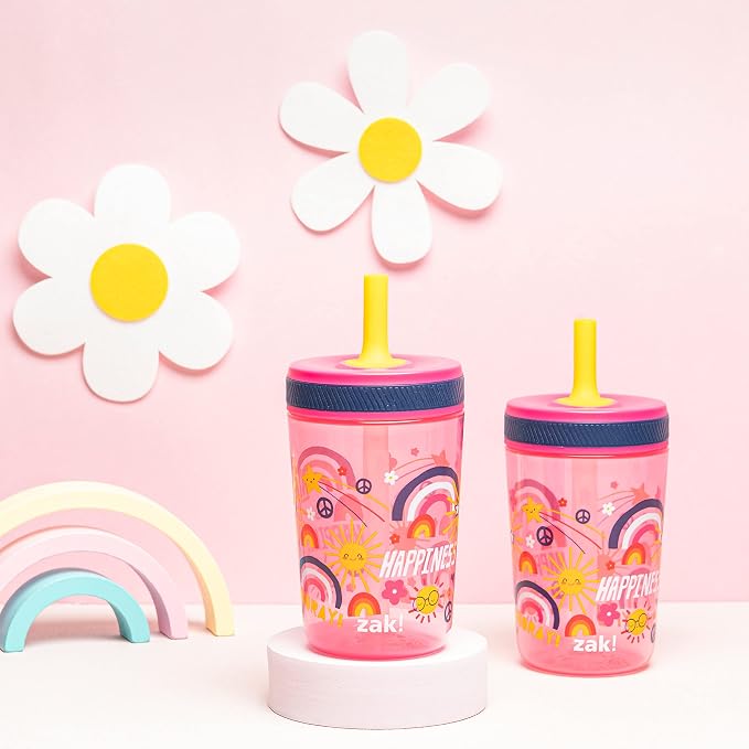 Zak Designs Kelso 15 oz Tumbler Set, (Starpower) Leak-Proof Screw-On Lid with Straw Made of Durable Plastic and Silicone, Perfect Cup Bundle for Kids (2pc Set) - Image 2