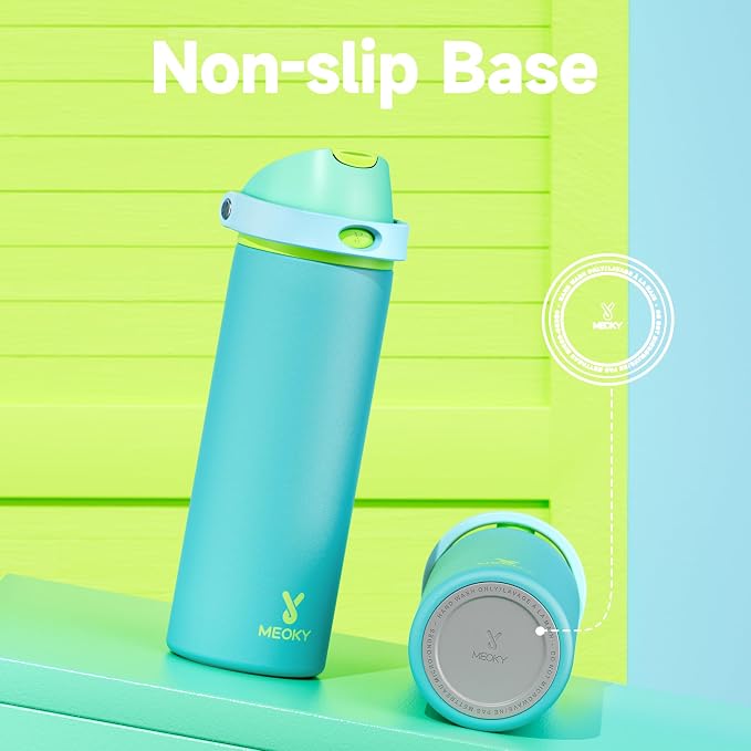24 oz Insulated Water Bottle for Men: Meoky Stainless Steel Water Bottle with 2-in-1 Straw and Spout Lid - Leak Proof, Cold for 24 Hours, Fits in Car Cup Holder, BPA-Free for Sports Travel, Teal - Image 8