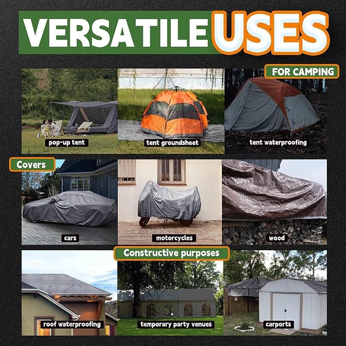 RAINDEWAY Tarps Heavy Duty Waterproof 12x20 Feet, 10Mil Multipurpose Poly Tarp - Image 7