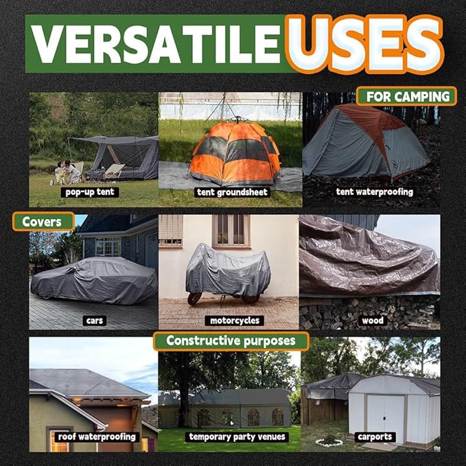 RAINDEWAY Tarps Heavy Duty Waterproof 20x40 Feet, 10Mil Multipurpose Large Tarp - Image 7