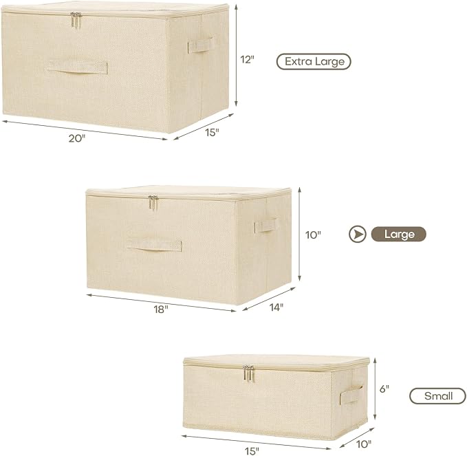 ANMINY Storage Bins with Zipper Lids 36 Qt Lidded Fabric Storage Boxes Baskets - Image 5