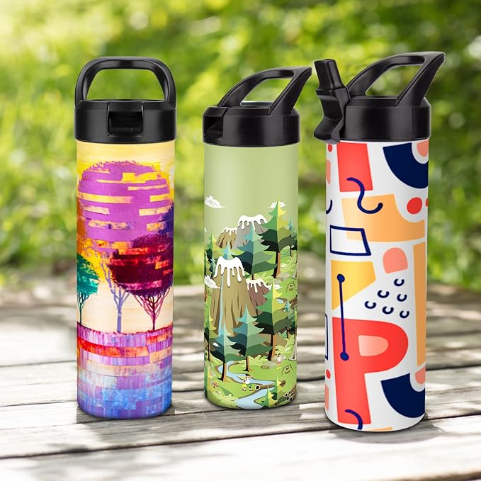 8 Pack 20oz Sublimation Tumbler Set Triple-Insulated Stainless Steel Sports Water Bottle with Straw Lid Blank Sublimation Cup with DIY Stickers, Shrink Wrap, Rubber Base, Heat Tape for Heat Transfer - Image 7
