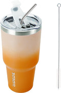 BJPKPK 30oz Stainless Steel Vacuum Insulated Tumbler Set Double Wall Travel Mug Coffee Cup with Metal Straws, Splashproof Lids,Coral by BJPKPK