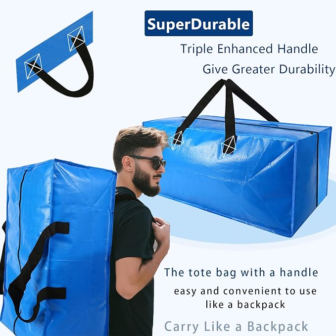 10 Pack Heavy Duty Extra Large Moving Bags Storage Tote - Image 3