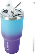 BJPKPK 30oz Color Block Tumbler With Lid And Straw,Stainless Steel Double Wall Vacuum Insulated Tumblers,Ocean Dream by BJPKPK