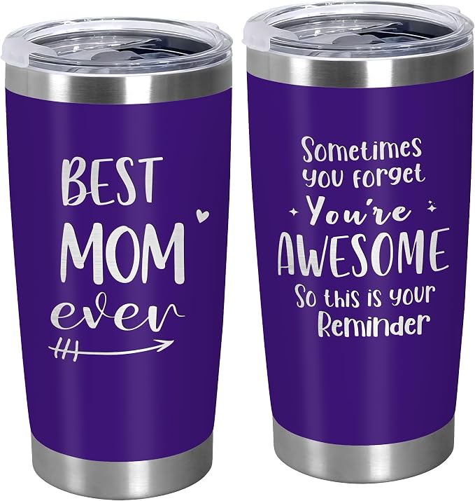 TEEZWONDER Mothers Day Gifts for Mom from Daughter Son - Best Mom Ever 20 oz Stainless Steel Insulated Coffee Tumbler with Lid - Birthday Gifts for Moms, Mama Gift for Mother in Law Stepmom by Teezwonder