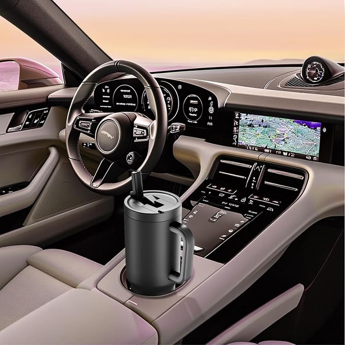 Meoky 32 oz Tumbler with Handle and Flip Straw, 100% Leakproof Tumbler with Lid and Straw, Stainless Steel Insulated Cup, Cupholder Friendly, Keeps Cold for 24 Hours (Night) - Image 6
