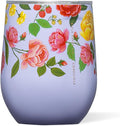 Corkcicle Stemless Insulated Wine Glass Tumbler - Keeps Beverages Cold 6 Hrs Hot 3 Hrs - Stainless Steel - Easy-Grip - Gift for Mom - Great for Mother's Day or Christmas - 12 oz - Roses Purple by Corkcicle