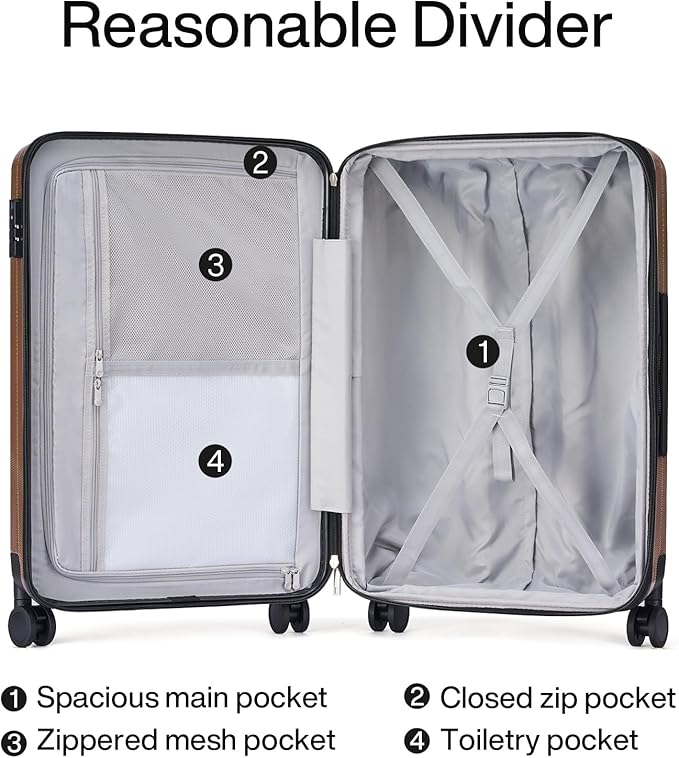 Hanke Expandable Hardshell Luggage Sets 3 piece Carry On Luggage - Image 7