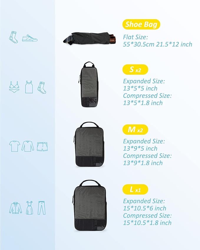 BAGSMART 6 Set Compression Packing Cubes - Image 2
