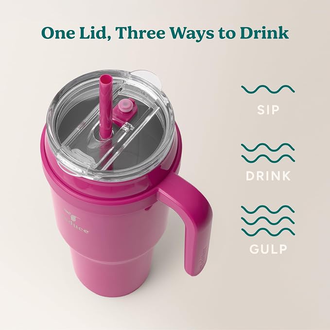 REDUCE 40 oz Stainless Steel Tumbler with Handle - Dual-Wall Vacuum Insulated Travel Mug, Sweat-Proof Lid & Reusable Straw - Keeps Drinks Cold for 24 Hrs, Fits Cupholders, Dishwasher Safe - Sangria - Image 5