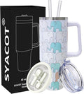 SYACOT 40 oz Tumbler with Handle and Straw Stainless Steel Insulated Tumbler Leak Proof Lid and Straw Lid Reusable Travel Mug Coffee Mug Cup Dishwasher Safe Keep Drinks Cold and Hot (LittleElephant) by SYACOT