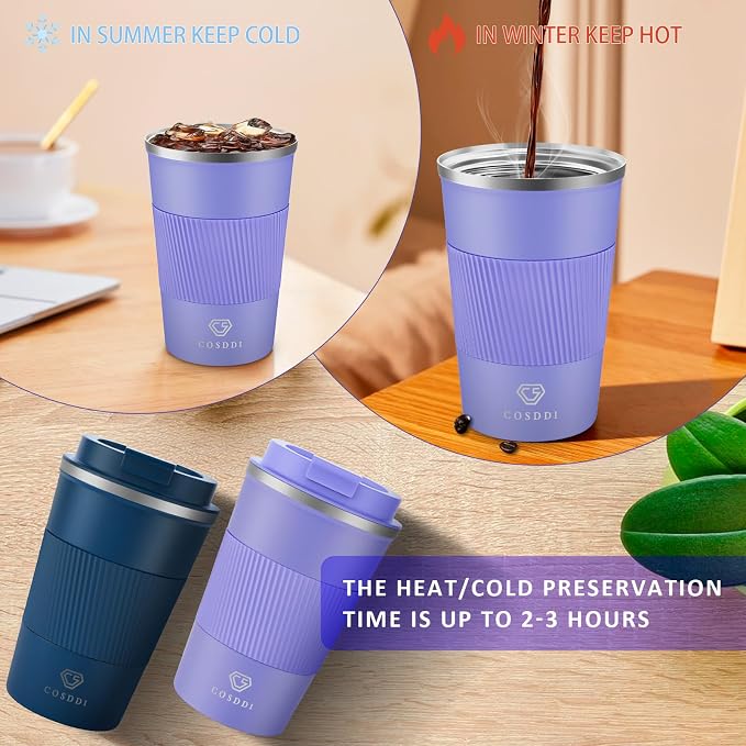 CS COSDDI 12 oz Stainless Steel Vacuum Insulated Tumbler - Coffee Travel Mug Spill Proof with Lid - Coffee Cups for Keep Hot/Ice Coffee,Tea and Beer (purple) - Image 4
