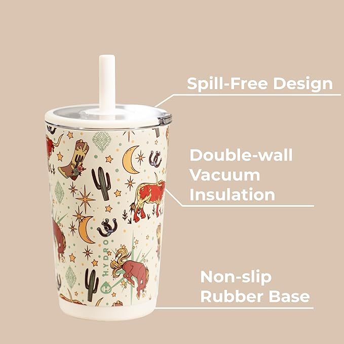 HydroJug Everyday Tumbler 14 oz – Ceramic-Lined Insulated Tumbler with Straw and Soft-Touch Lid, Cup Holder Friendly, Double-Wall Vacuum Insulation, Reusable Travel Cup – Rodeo - Image 3