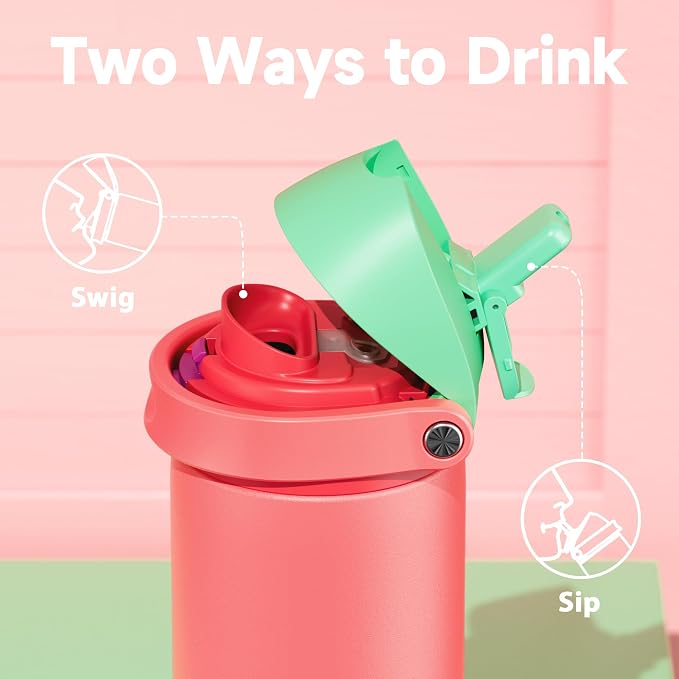 24 oz Insulated Water Bottle for Women: Meoky Stainless Steel Water Bottle with 2-in-1 Straw Lid - Leak Proof, Cold for 24 Hours, Fits in Car Cup Holder, BPA-Free for Sports Travel, Strawberry Field - Image 3
