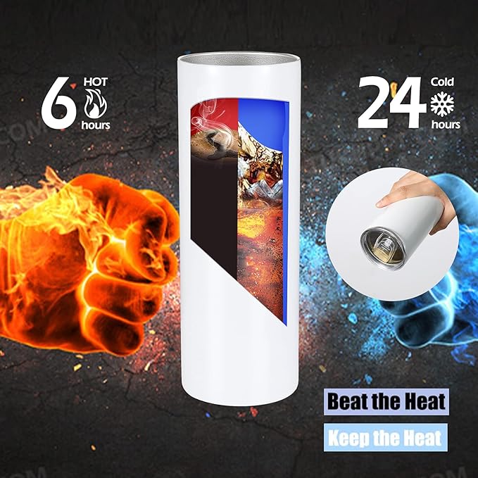 YOUKE OLA 10 Pack Sublimation Tumblers Bulk Straight Skinny Tumbler Blanks 20oz for Heat Transfer, Individual Gift Boxed, Double Wall Insulated Tumbler with Shrink Wrap Films & Heat Tape & Straws - Image 5