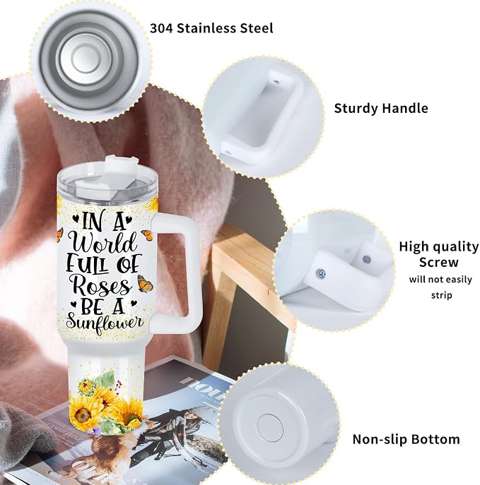 40 Oz Sublimation Tumbler with Handle 4 Pack, Stainless Steel Sublimation Tumbler Mug Blanks with Handle, White - Image 2