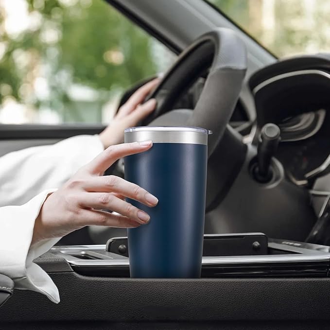 20 oz Tumbler with Lid Stainless Steel Double Wall Vacuum Insulated Tumblers Powder Coated Cups Travel Mug Keep Drinks Cold and Hot, Navy - Image 5