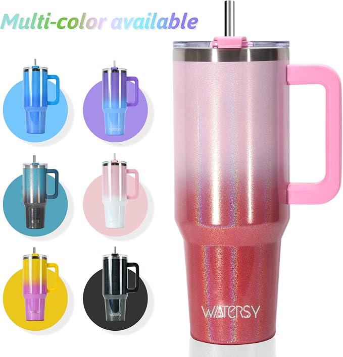 30 oz Shiny Tumbler with Handle and Straw,Stainless Steel Tumbler with Lid and Straw,Insulated Travel Mug(Cold for 34 Hours),Water Bottle for Iced Tea,Coffee (Red) - Image 6