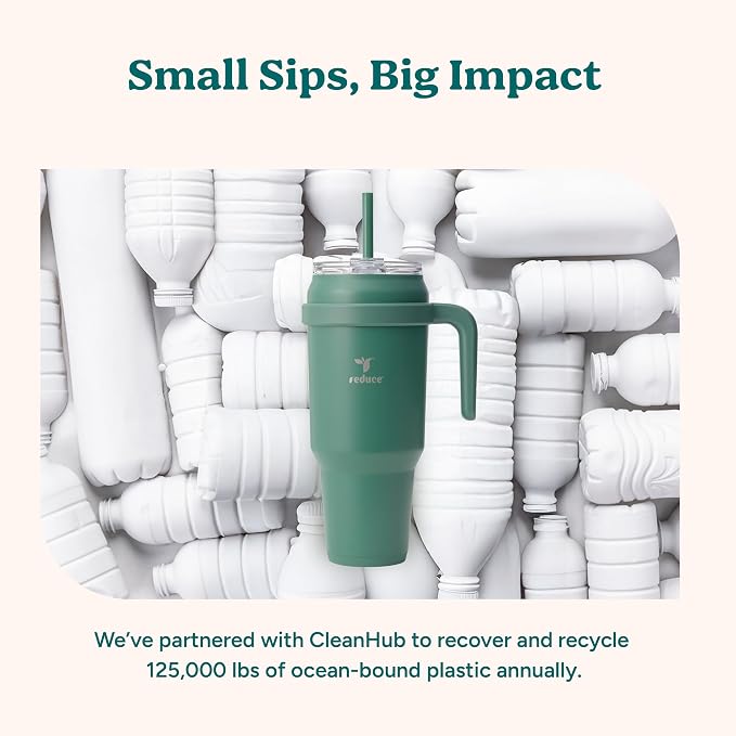 Reduce Reusable 50 oz Cold1 Water Tumbler – Ergonomic Handle – Double-Wall Insulation – Sturdy Desktop/Tabletop Mug with Lid and Straw -BPA-Free –Stainless Steel for Gym, Home, Office– Gentle Lavender - Image 8
