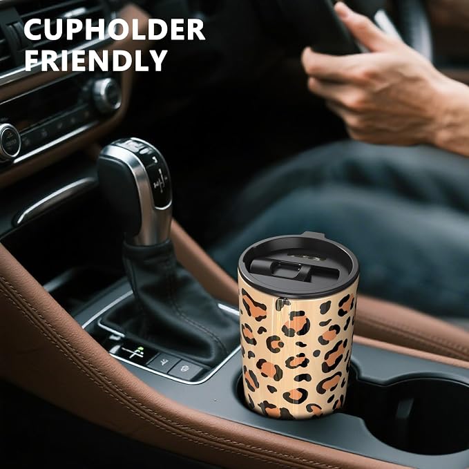TILUCK 20 oz Insulated Tumbler with BPA-Free Lid, Stainless Steel Vacuum Travel Coffee Mug, Double Wall Coffee Tumbler（20oz，Leopard） - Image 4