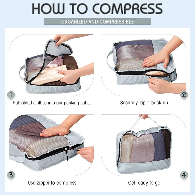 5 Pcs Packing Cubes for Suitcase Large Travel Cubes Carry on Luggage Organizer - Image 4
