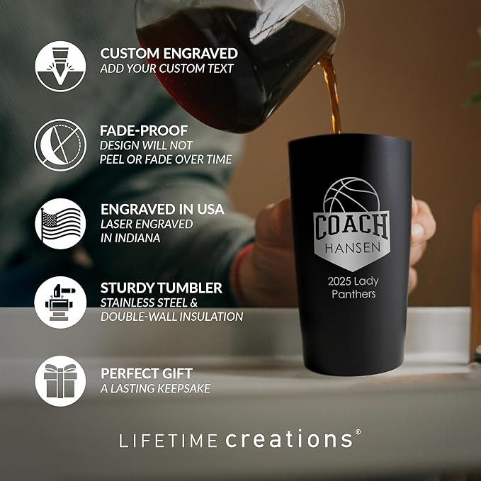 Lifetime Creations Personalized Basketball Coach Tumbler: Custom Basketball - Image 2