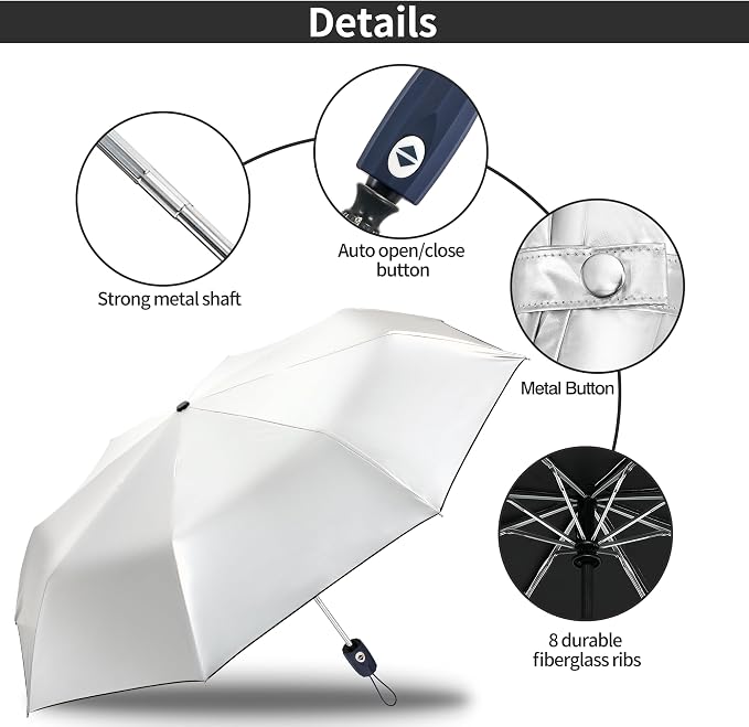 Color Coated Sun Umbrella UV Protection Compact Folding Windproof Parasols - Image 3