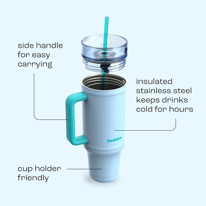 bubba 40 oz Insulated Stainless Steel Tumbler with Handle and Straw - Leakproof, Dishwasher Safe, Cup Holder Tumbler, Lead-Free and BPA-Free, Daydreamin' - Image 5