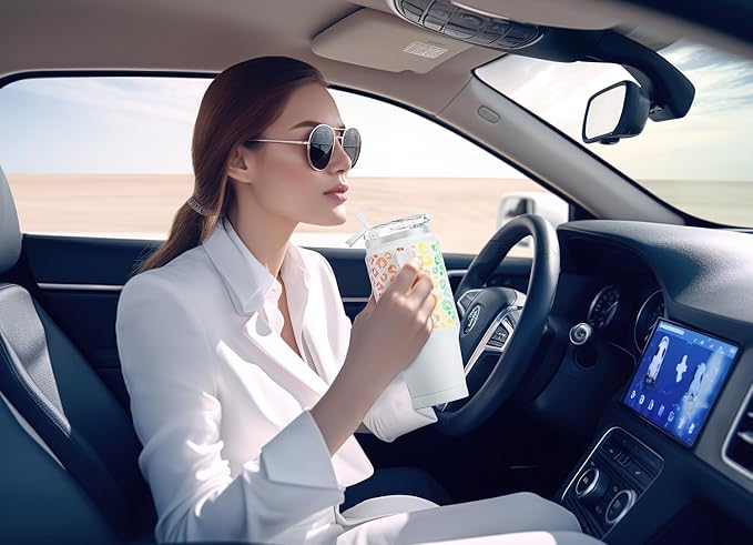 Meoky 32 oz Tumbler with Handle, Insulated Tumbler with Lid and Straw, Stainless Steel Travel Mug, Keeps Cold for 24 Hours, 100% Leak Proof, Fits in Car Cup Holder (Kiss) - Image 5