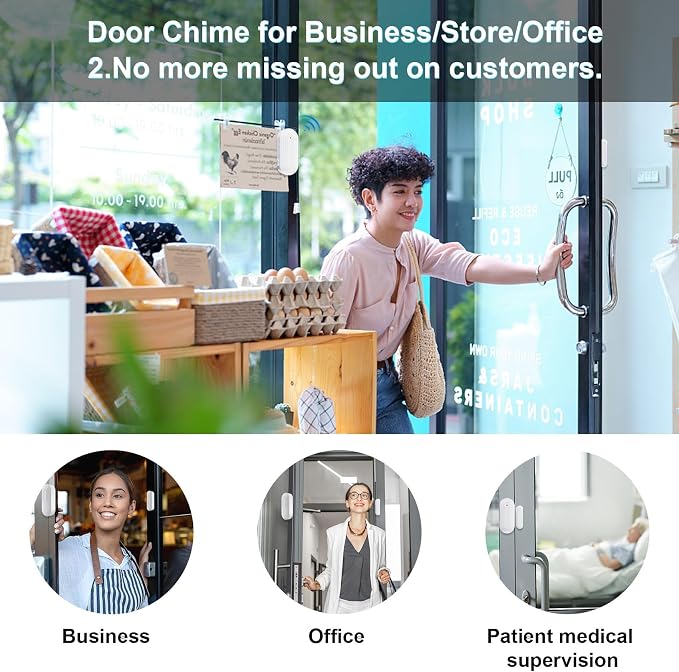 SanJie Wireless Door Chime Sensor, When Door Opens, Entry Alarm - Image 4
