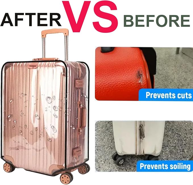 28-inch Luggage Cover Protector Clear PVC Waterproof Suitcase Covers, Travel - Image 5