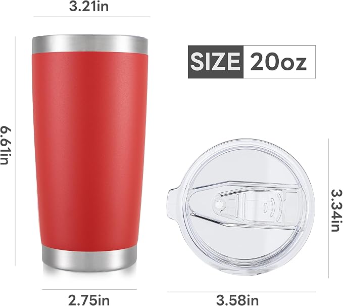 20 oz Tumbler with Lid Stainless Steel Insulated Tumblers Bulk Double Wall Vacuum Cups Powder Coated Travel Mug Keep Drinks Cold and Hot, Wine Red, 12 Pack - Image 7