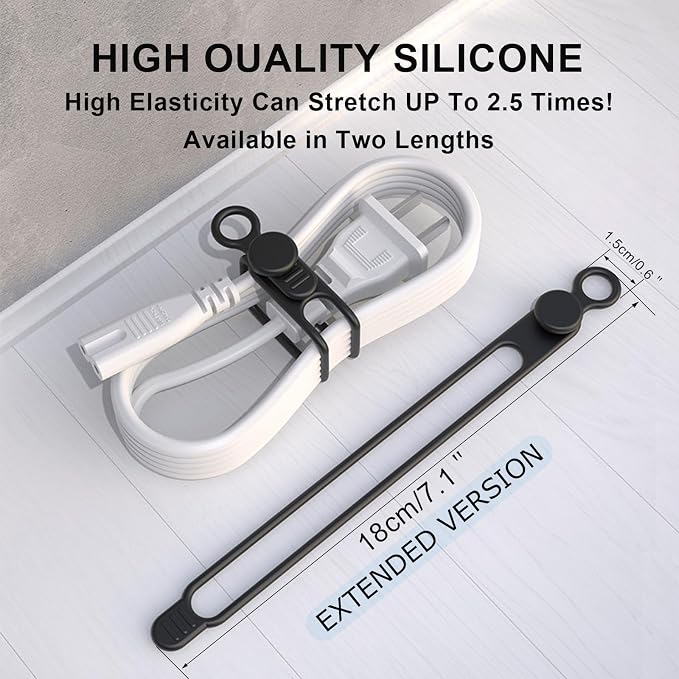Silicone Cable Straps, Reusable Cable Ties，Travel Cord Organizer，Wire Organizer - Image 2