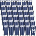 Sieral 36 Pack Stainless Steel Tumblers Bulk with Lids Double Wall Vacuum Insulated Coffee Cups Blank leakproof Powder Coated Tumblers for Engraving Wedding Graduation Party Favors(20 oz,Navy) by Sieral